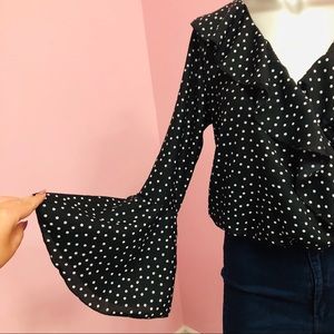 Indulge polka dot bell sleeve blouse